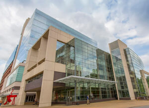 photo of exterior of Annette and Irwin Eskind Family Biomedical Library and Learning Center