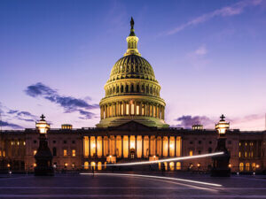 photo of US Capitol at night